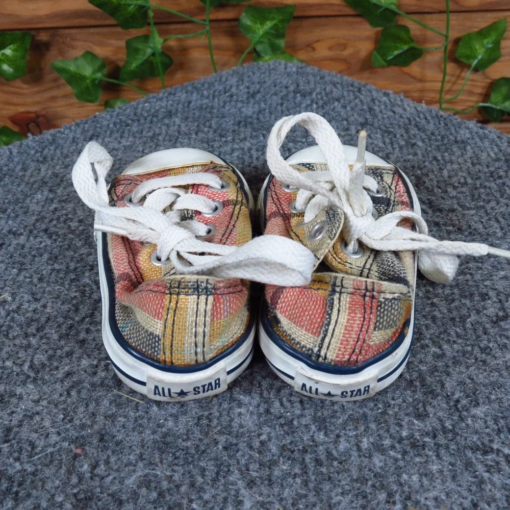 Converse All Star Unisex‎ Casual Sneakers Size Toddler 3 Plaid Fabric Low Top